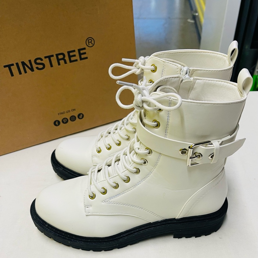 White combat boots. Worn once!